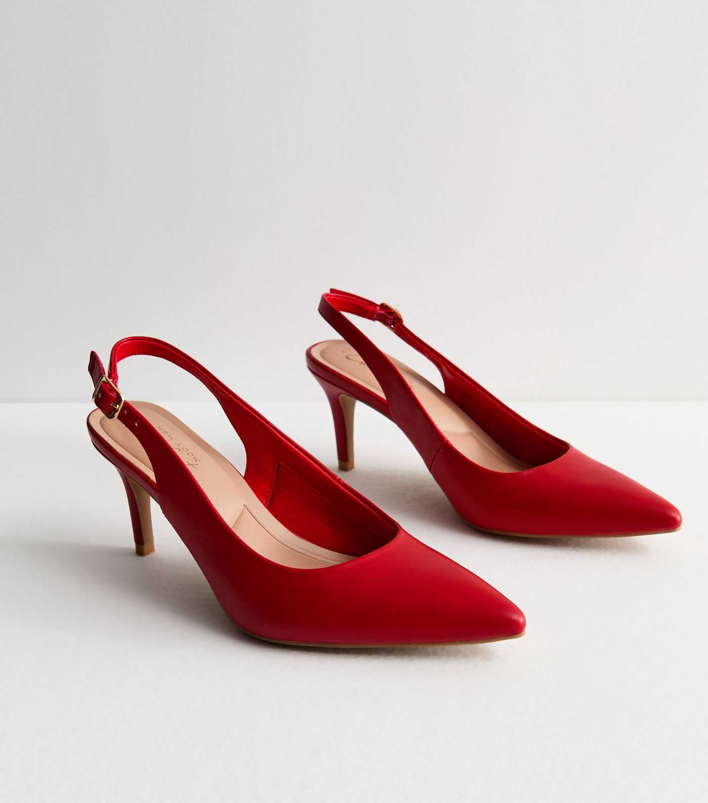 Red Pointed Slingback Stiletto Heel Court Shoes  | New Look | New Look (UK)