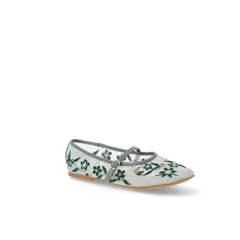 Time and Tru Women's Floral Mesh Mary Janes | Walmart (US)