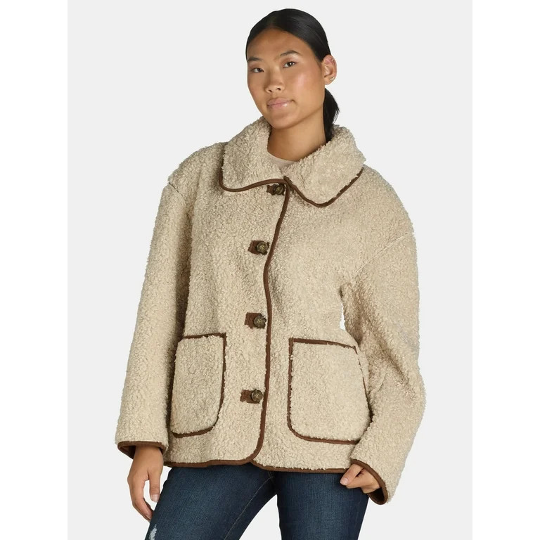 BCBG Paris Women's Reversible Faux Shearling Jacket, Sizes S-XL | Walmart (US)