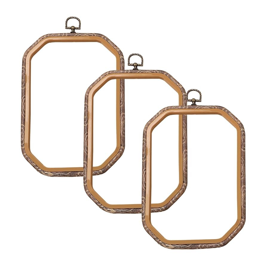 3 Pieces 7 x 10 Inch Rectangle Embroidery Hoop, Imitated Wood Cross Stitch Hoop, Plastic Embroide... | Amazon (US)