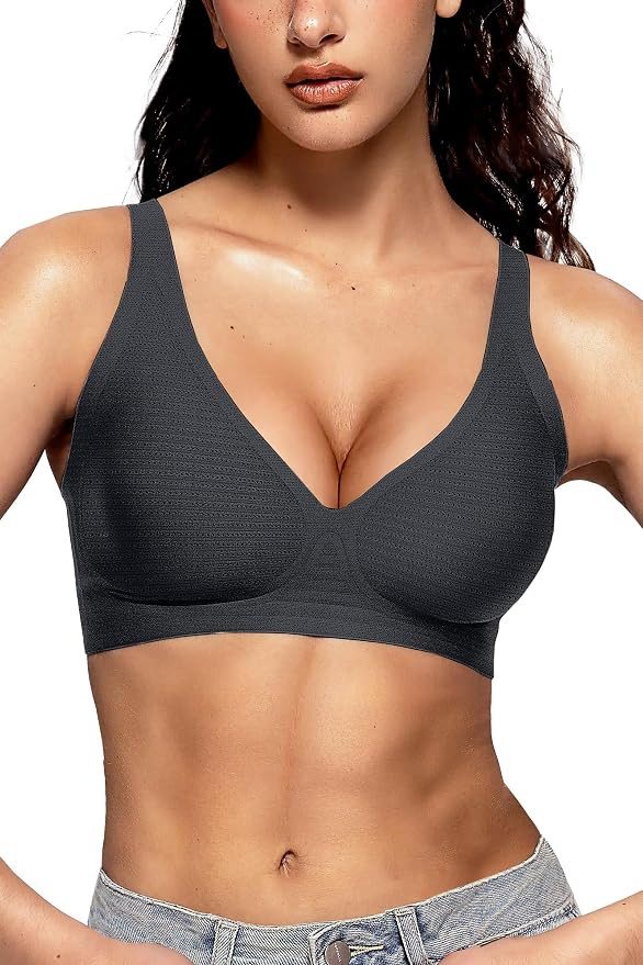 Vertvie Womens Wireless Seamless Bras Deep V No Underwire Push Up Bras Supportive Full Coverage B... | Amazon (US)