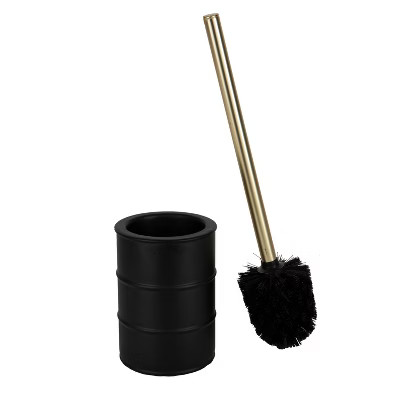 Modern Ridged Metal Brush with Handle Black - Elle Décor: Stainless Steel Toilet Cleaner & Holde... | Target