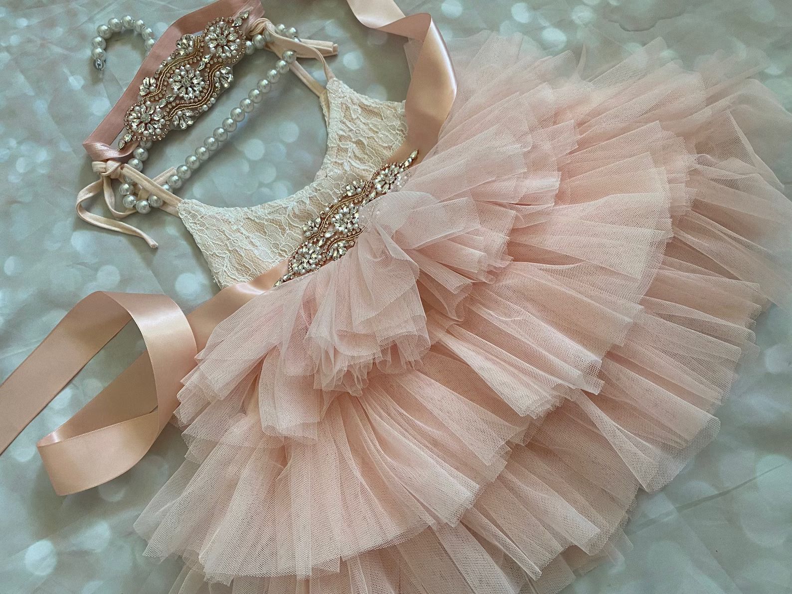 Read the full title
    Pink/ peach blush  Flower girl dress,  Lace top,Baby  toddler dress,tulle... | Etsy (US)