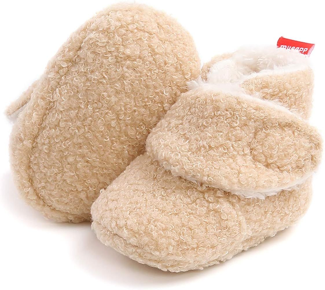 KIDSUN Unisex Newborn Baby Cozy Fleece Booties Stay On Slippers Soft Shoes Non Slip Infant Boys G... | Amazon (US)