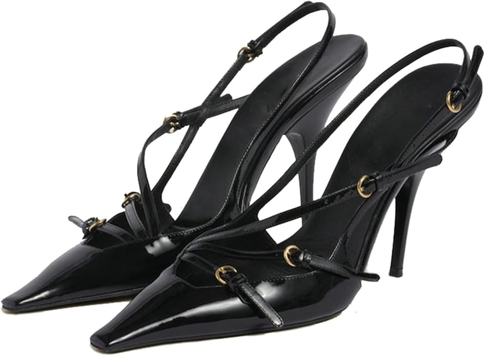 Alsoloveu Women's Patent Leather Stiletto Heel Pumps Pointed Toe Slingback Heels for Sexy Dressy ... | Amazon (US)