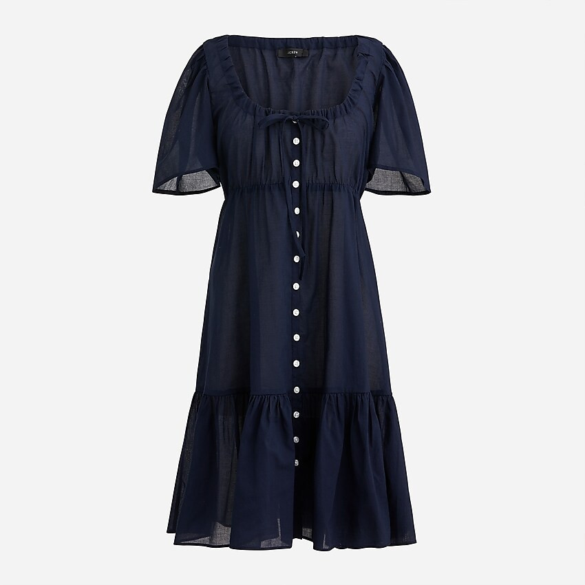 Cotton voile tiered button-down beach dress | J. Crew US