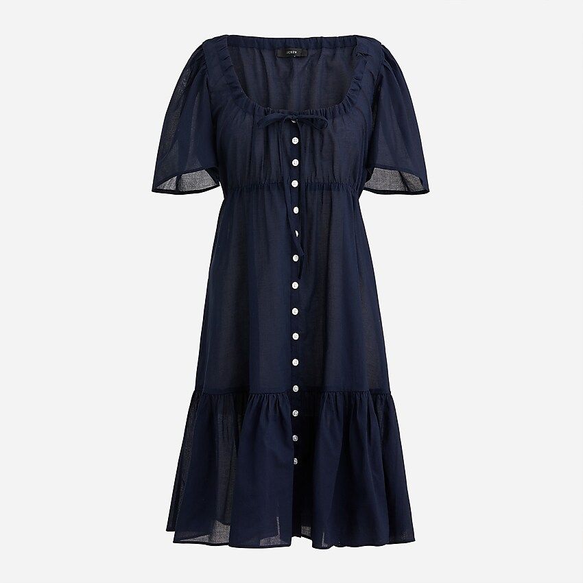 Cotton voile tiered button-down beach dress | J.Crew US