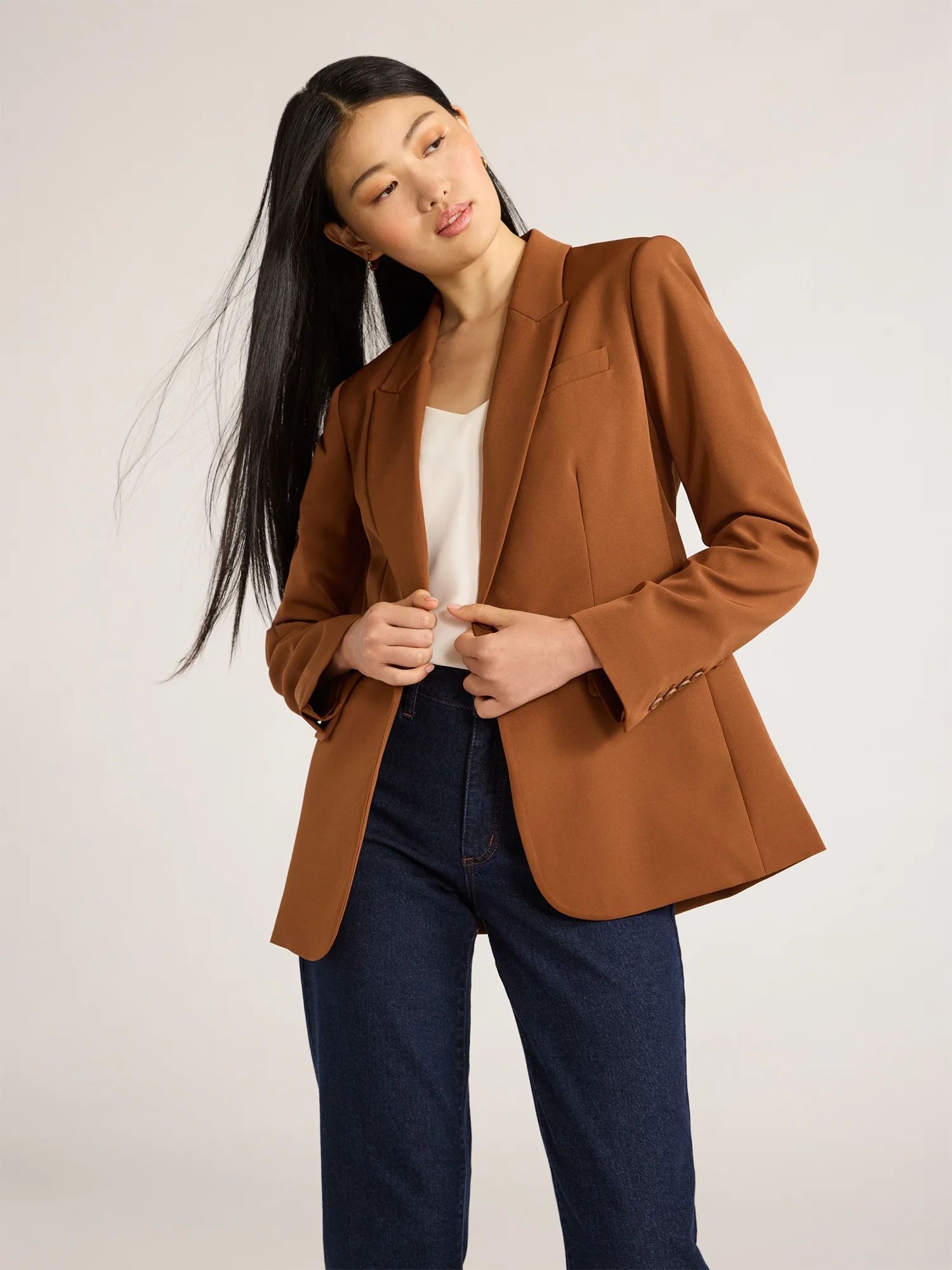 Scoop Women's Ultimate Crepe One Button Suit Blazer, Sizes XS-XXL | Walmart (US)