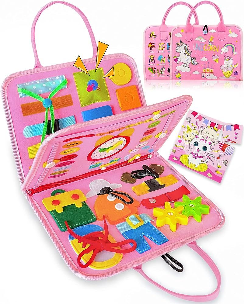 Exorany Busy Board Montessori Toys for 1 2 3 4 Year Old Girls & Boys Gifts, Sensory Toys for Todd... | Amazon (US)