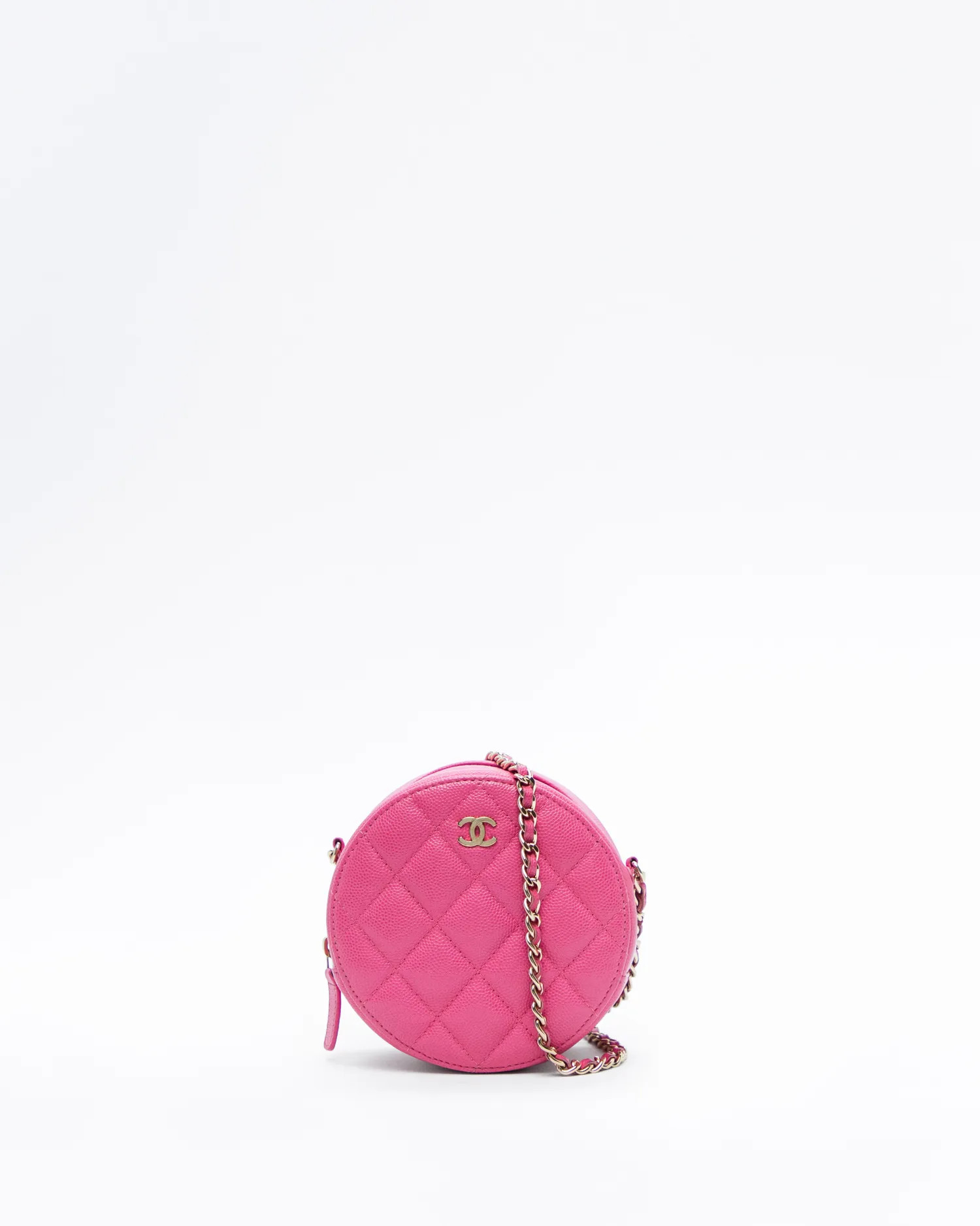 Caviar Quilted Round Mini Pouch | Vivrelle
