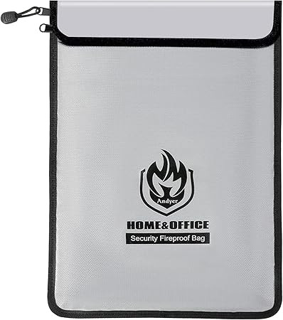 Upgraded Two Pockets Fireproof Document Bag (2000℉), andyer 15”x 11”Waterproof and Fireproo... | Amazon (US)