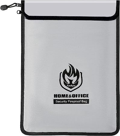 Upgraded Two Pockets Fireproof Document Bag (2000℉), andyer 15”x 11”Waterproof and Fireproo... | Amazon (US)