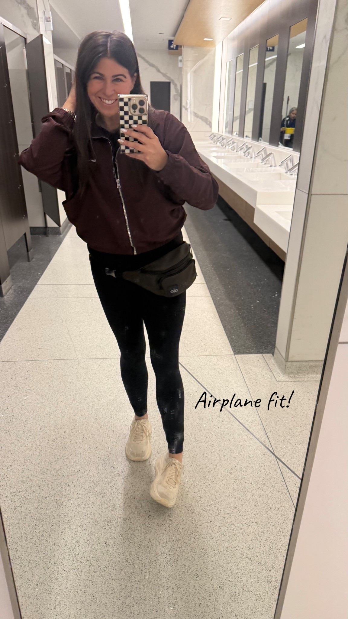 Bathroom airport selfie! Here's my comfy 'fit for our travel day! 

#LTKActive #LTKTravel #LTKmomlife