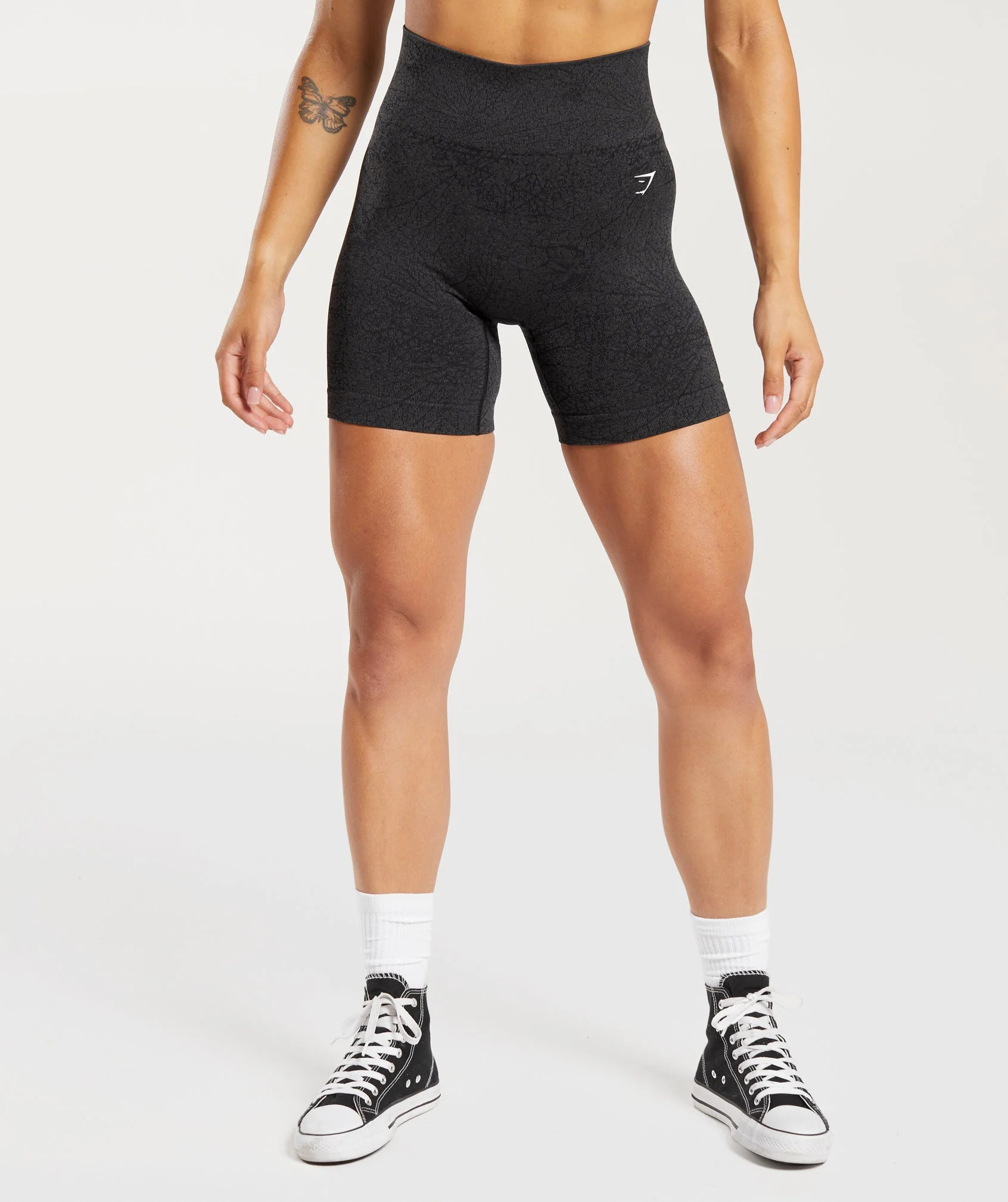 Gymshark Adapt Pattern Seamless Shorts - Black/Graphite Grey | Gymshark (Global)