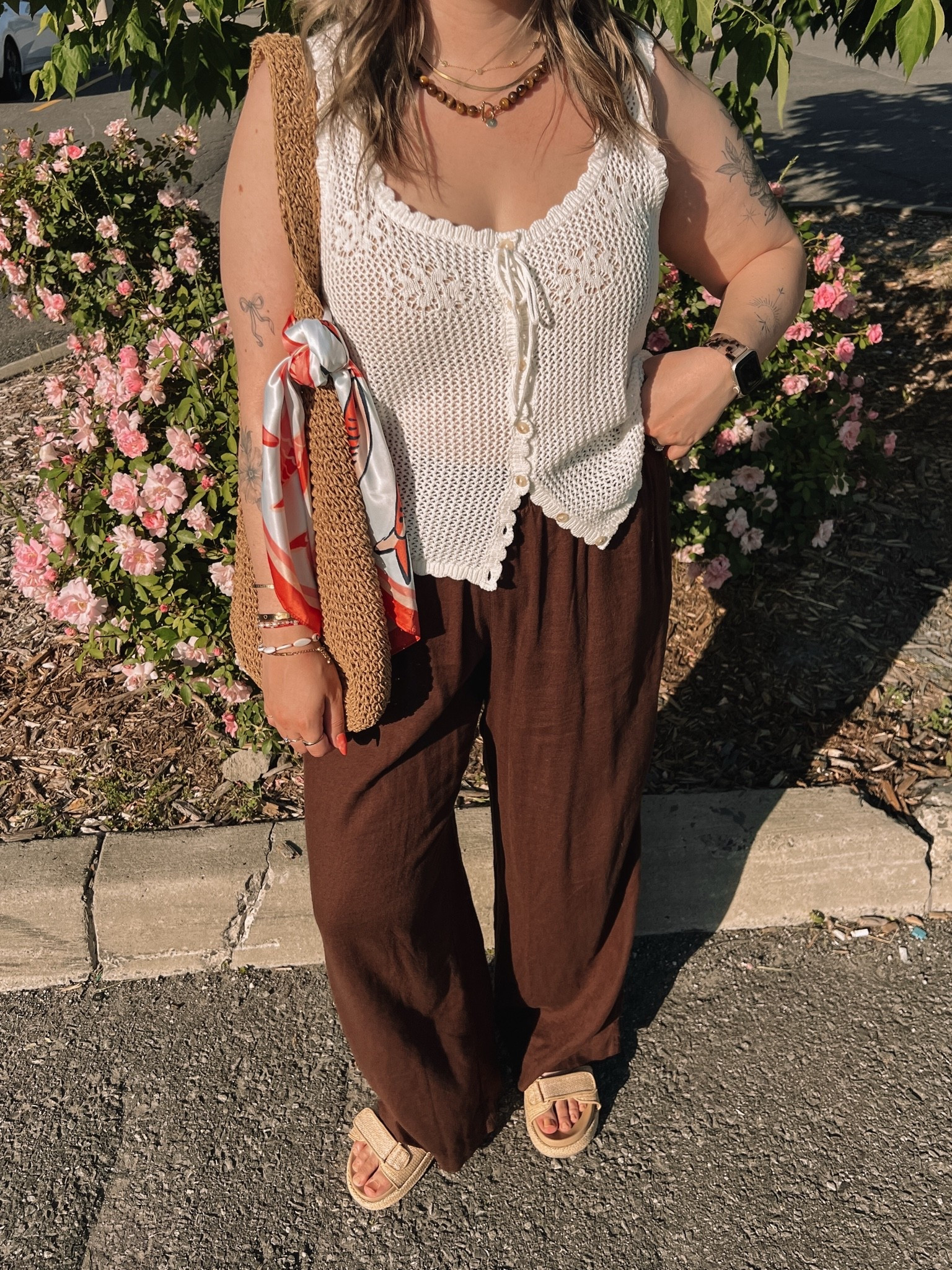 Casual summer outfit! Canadian links are under “similar products”. Wearing my usual size L in the crochet tank top, and L tall in the linen pants. Linked similar platform sandals

#LTKsummer #LTKmidsize #LTKstyletip
