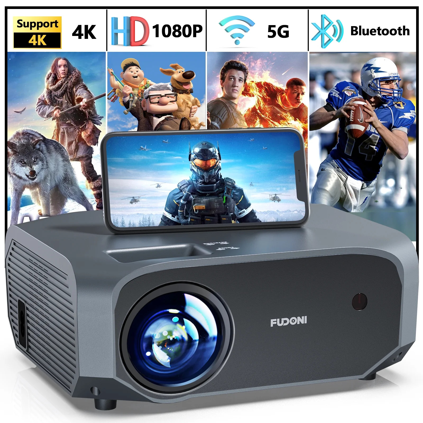 Professional Projector Native 1080P 5G Wifi 300" Display Projector with Bluetooth 5.1, 15000L Ful... | Walmart (US)