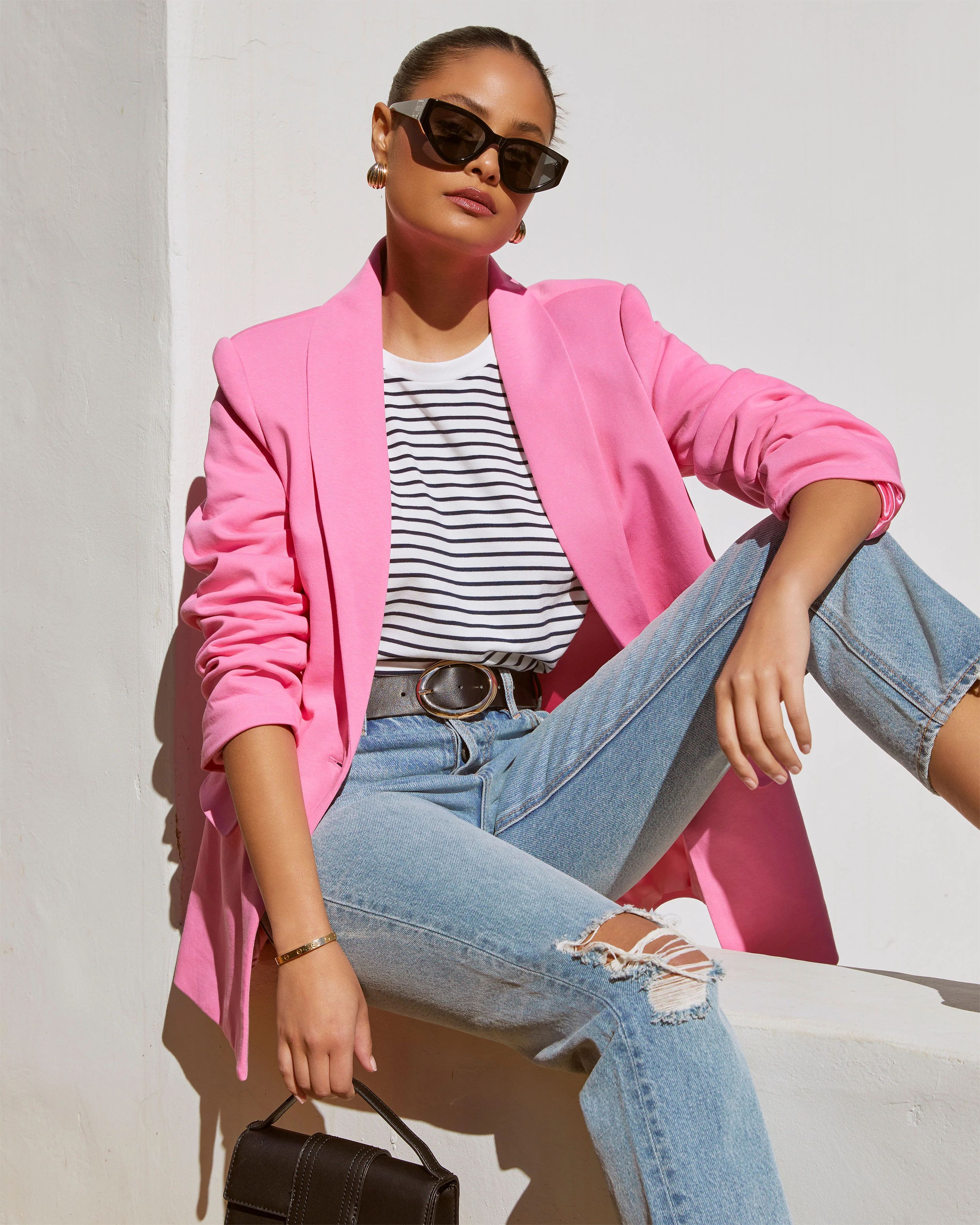 Beaming Cotton Pocketed Blazer | VICI Collection
