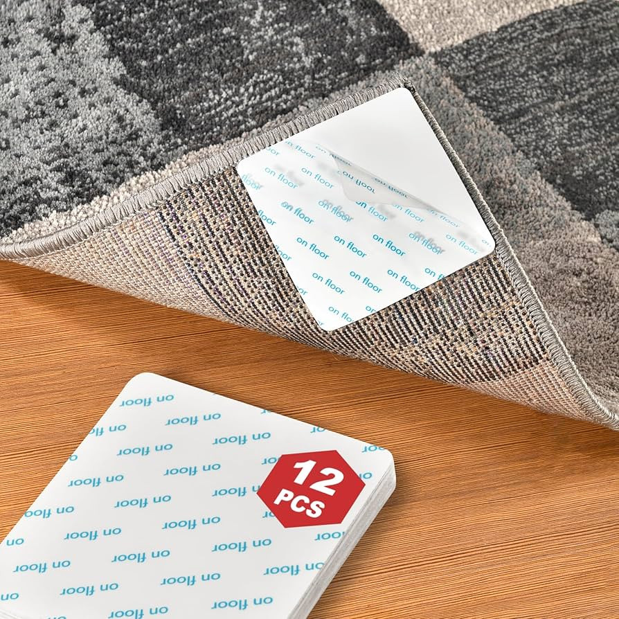 Amazon.com: 12 PCS Rug Pad Gripper for Hardwood Floors, Non Slip Rug Pads, Reusable Carpet Tape a... | Amazon (US)