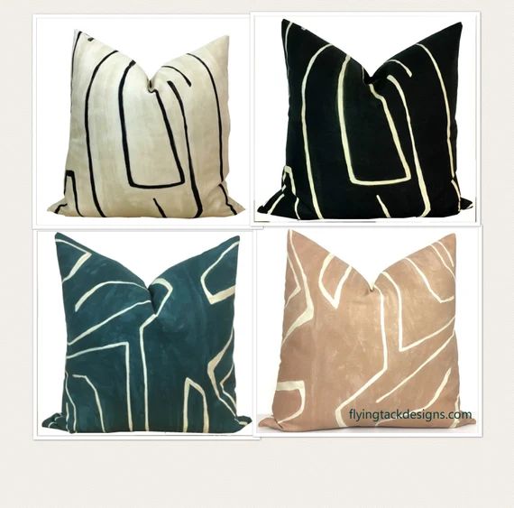 Graffito Pillow Cover | Four Colorways | Multiple Sizes | 1 OR 2 SIDED | Linen/Onyx | Onyx/Beige ... | Etsy (US)
