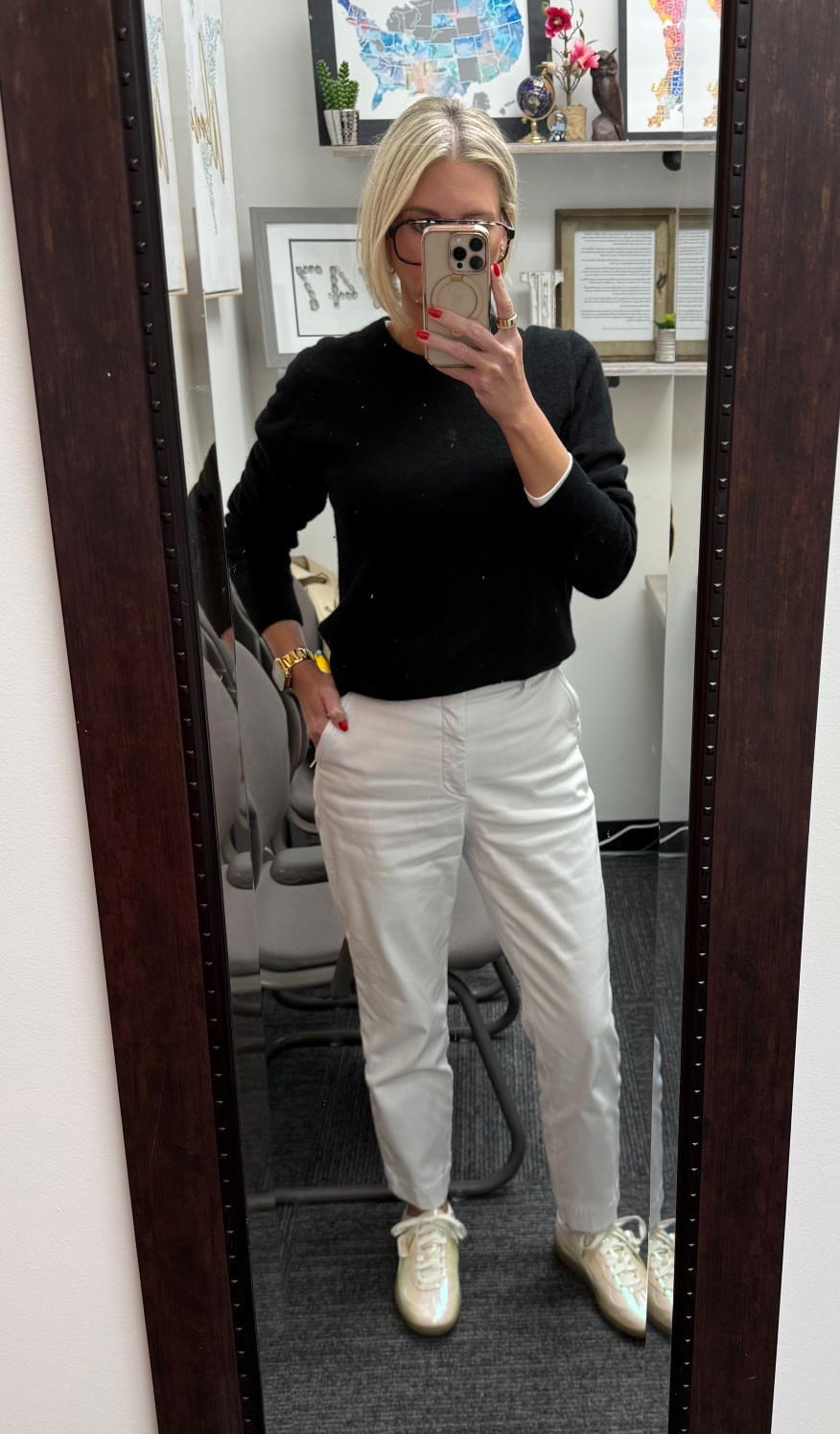 Kept it nice and comfy classic today!

My sweaters from Quince. I’m wearing a large. 
Long sleeve tee underneath is from Walmart. I’m wearing a small. It’s nice and fitted, perfect for layering. 
My pants are from Spanx. I’m wearing a small. 
Sneakers are Pumas

#LTKgrwm #LTKOver40 #LTKootd