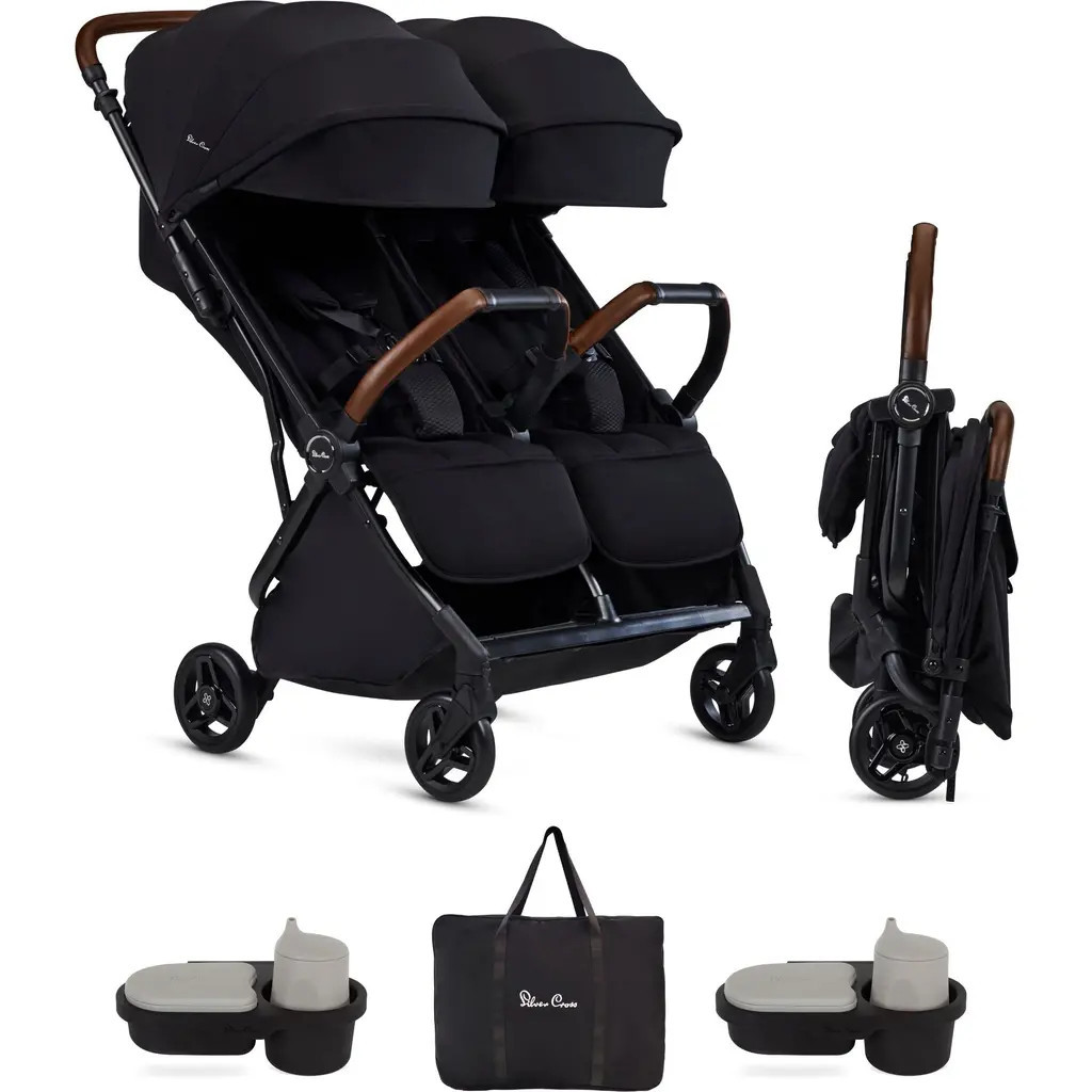 Silver Cross Jet Double Compact Lightweight Travel Stroller Bundle in Black at Nordstrom | Nordstrom