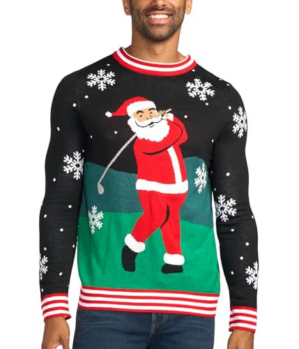 Tipsy Elves Men's Christmas Golfing Santa Sweater Size Small | Amazon (US)