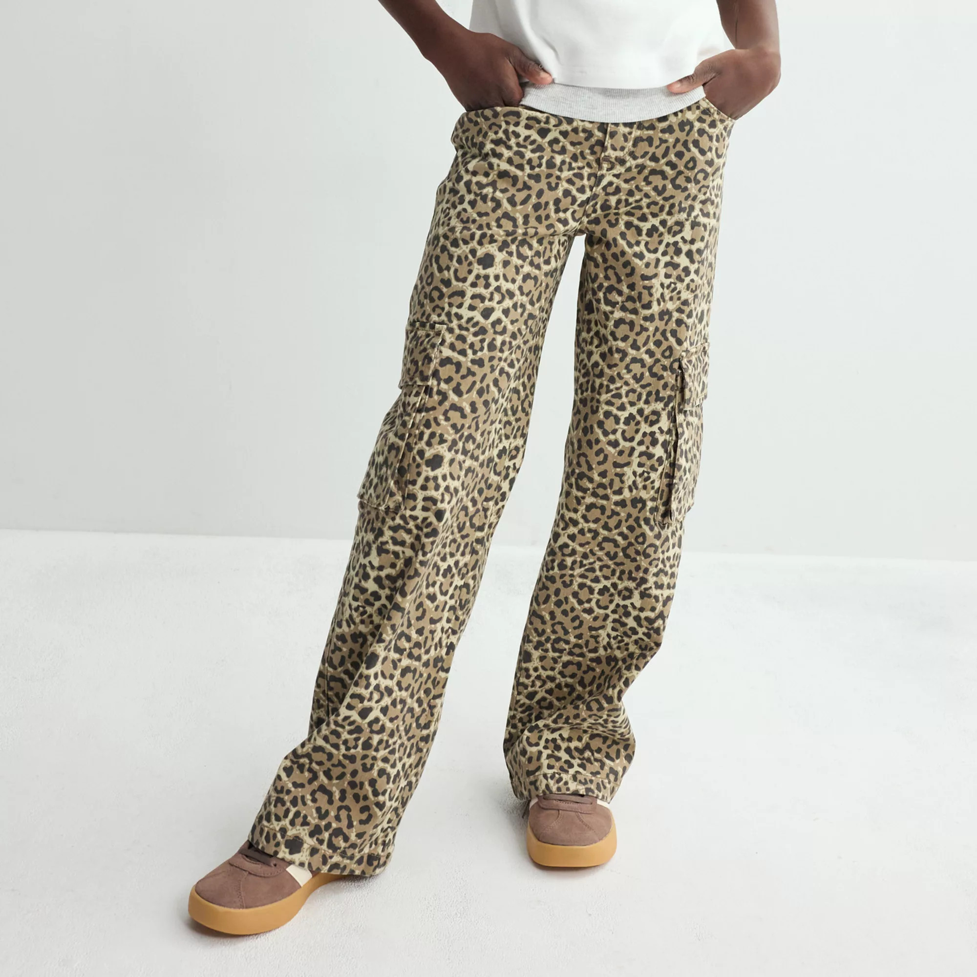 Girls 7-16 Gogo Star Leopard Print Cargo Pocket Wide Leg Pants | Kohl's