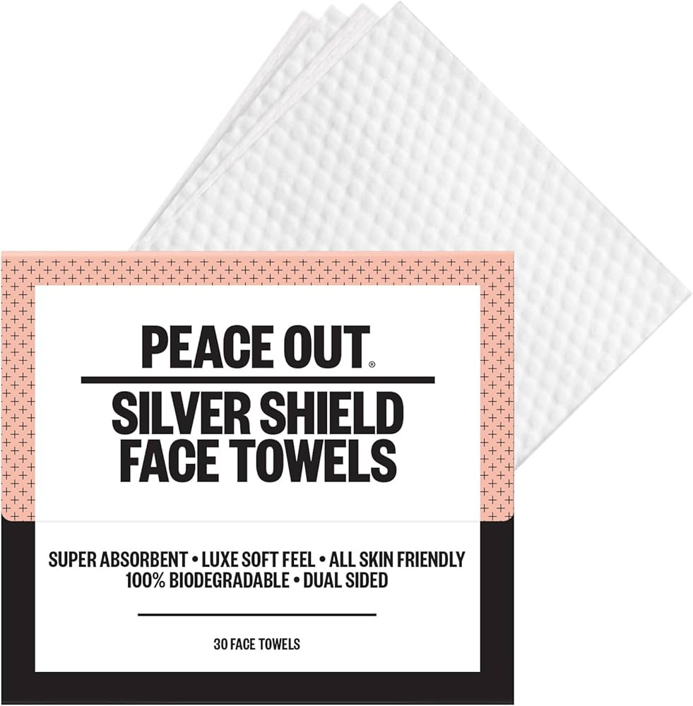PEACE OUT Silver Shield Face Towels, For Blemish Prone Skin, Disposable Daily Use Skincare, Super... | Amazon (US)
