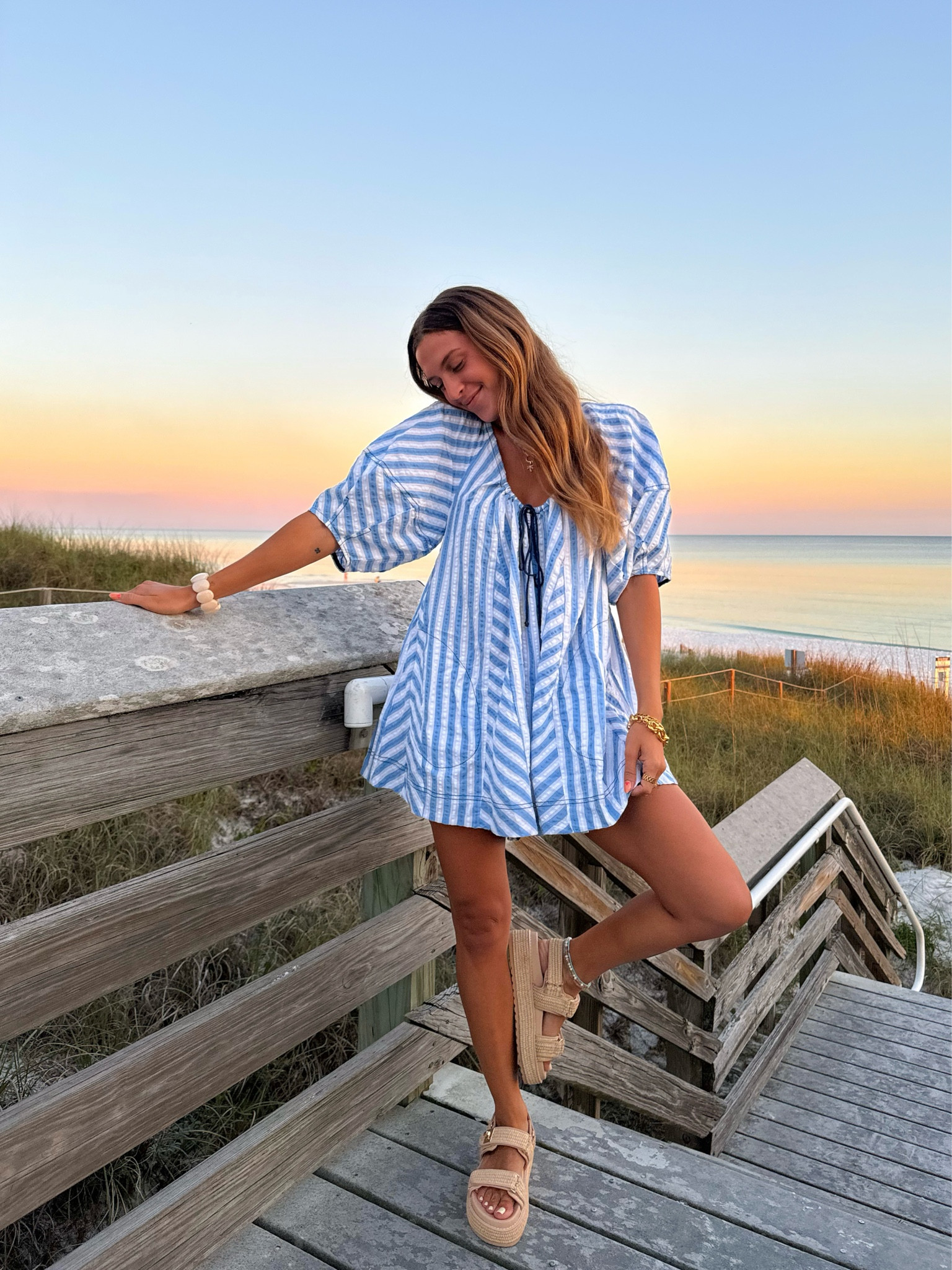 favorite summer date night look🩵 such a cute romper that looks like a dress! comfy and chic!! Wearing size XS

#LTKSeasonal #LTKshoecrush #LTKstyletip