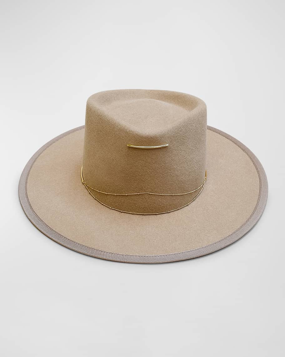 Van Palma Anna Draped Chain Merino Wool Fedora | Neiman Marcus