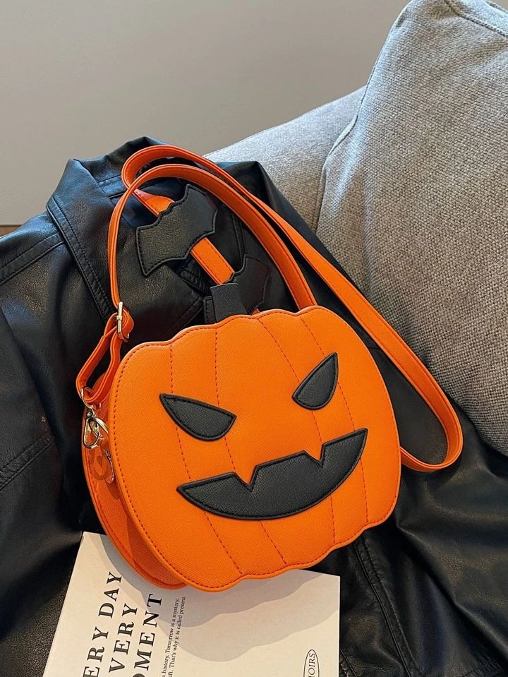 1pc Halloween Pumpkin Design Solid Color Fashionable Single Shoulder Crossbody Bag pumpkin, Hallo... | SHEIN