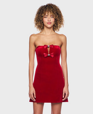 Juniors' Strapless V-Neck Fitted Dress | Macy's