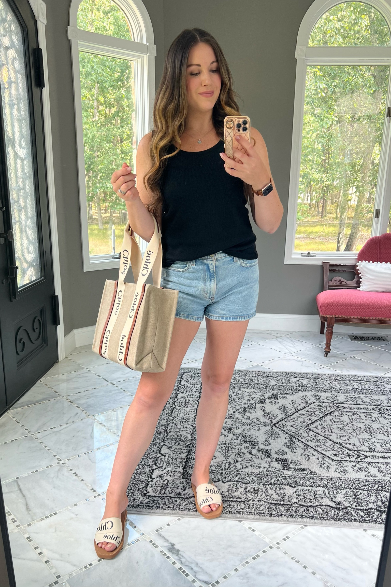 OOTD; sweater tank.. when you want it to be fall, but it’s still summer :/

Designer bag, designer sandals, Chloe woody, Chloe woody tote, Chloe woody slides, affordable designer, matching bag and shoes, sweater tank, black tank top, casual style, black sweater tank, sweater vest, casual outfit, everyday looks, everyday style, neutral outfits, end of summer outfits 

#LTKstyletip #LTKshoecrush #LTKitbag