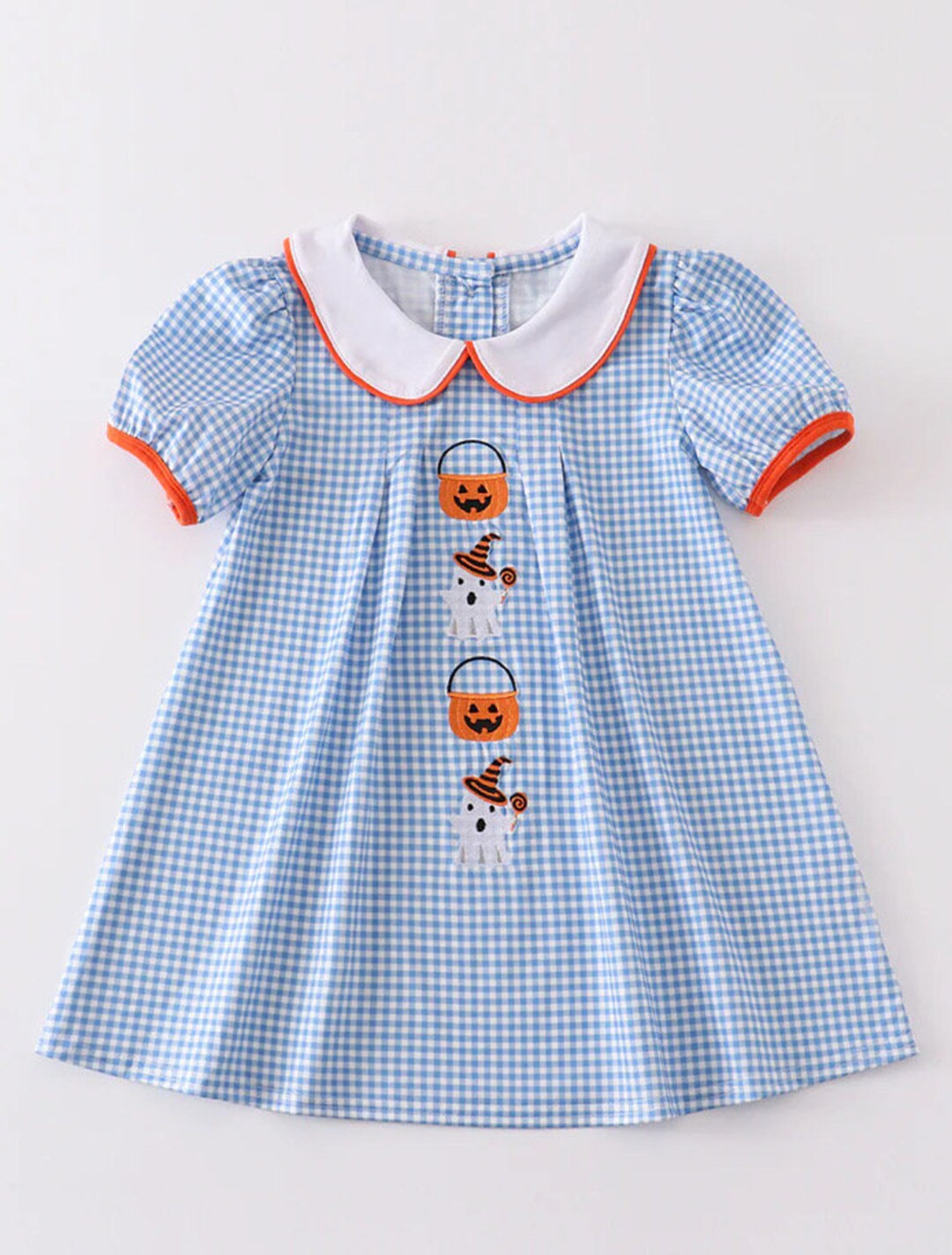 Girl's Blue Plaid Applique Halloween Dress - Etsy | Etsy (US)