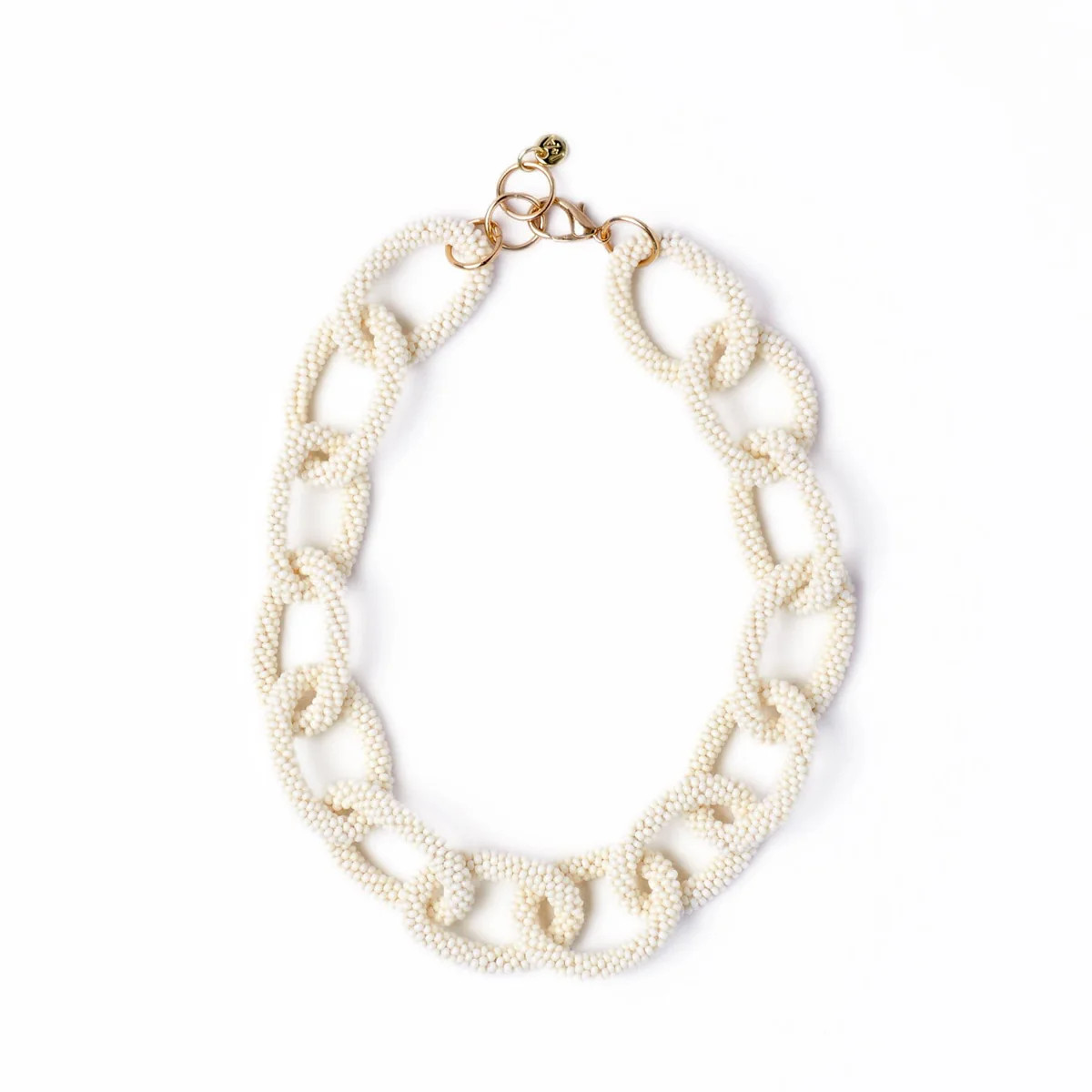 Jenna Chain Link Beaded Necklace Ivory | INK+ALLOY
