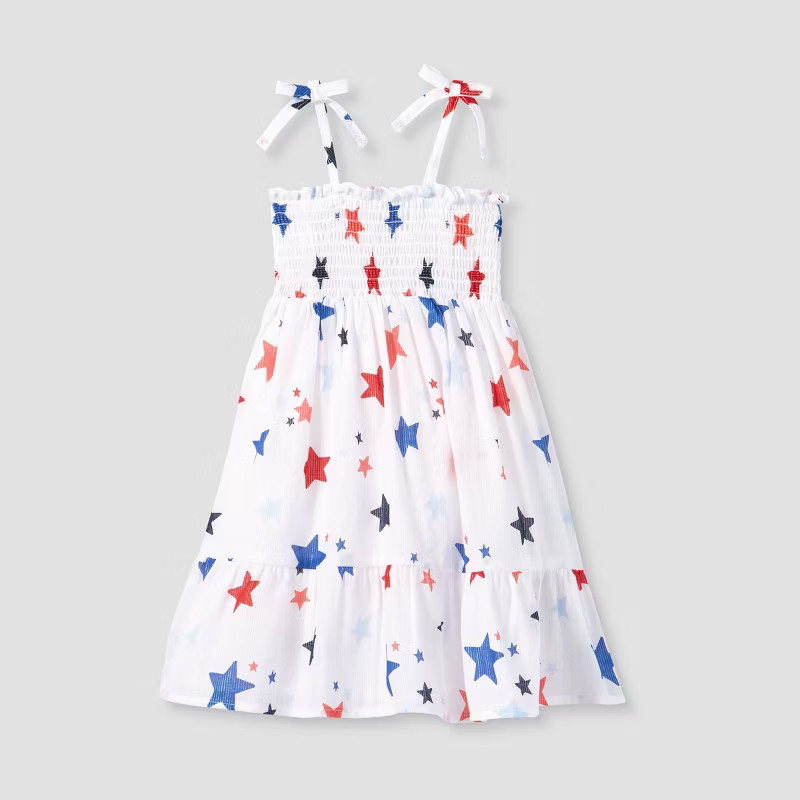 Toddler Girls' Stars Smocked Tank Top Dress - Cat & Jack™ Red/Blue 3T | Target