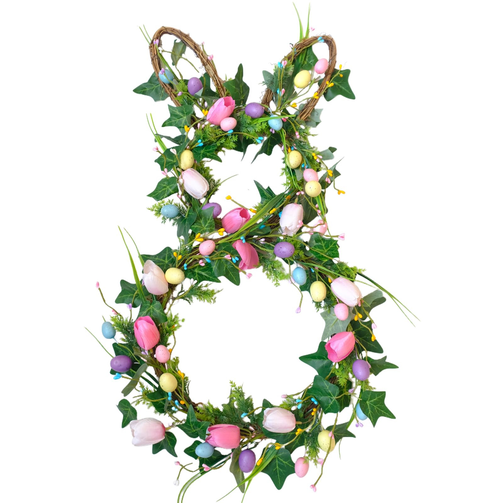 Bibelot 28 Inch Easter Bunny Wreath for Front Door, Tulip Easter Egg Wreath with Colorful Berries... | Amazon (US)