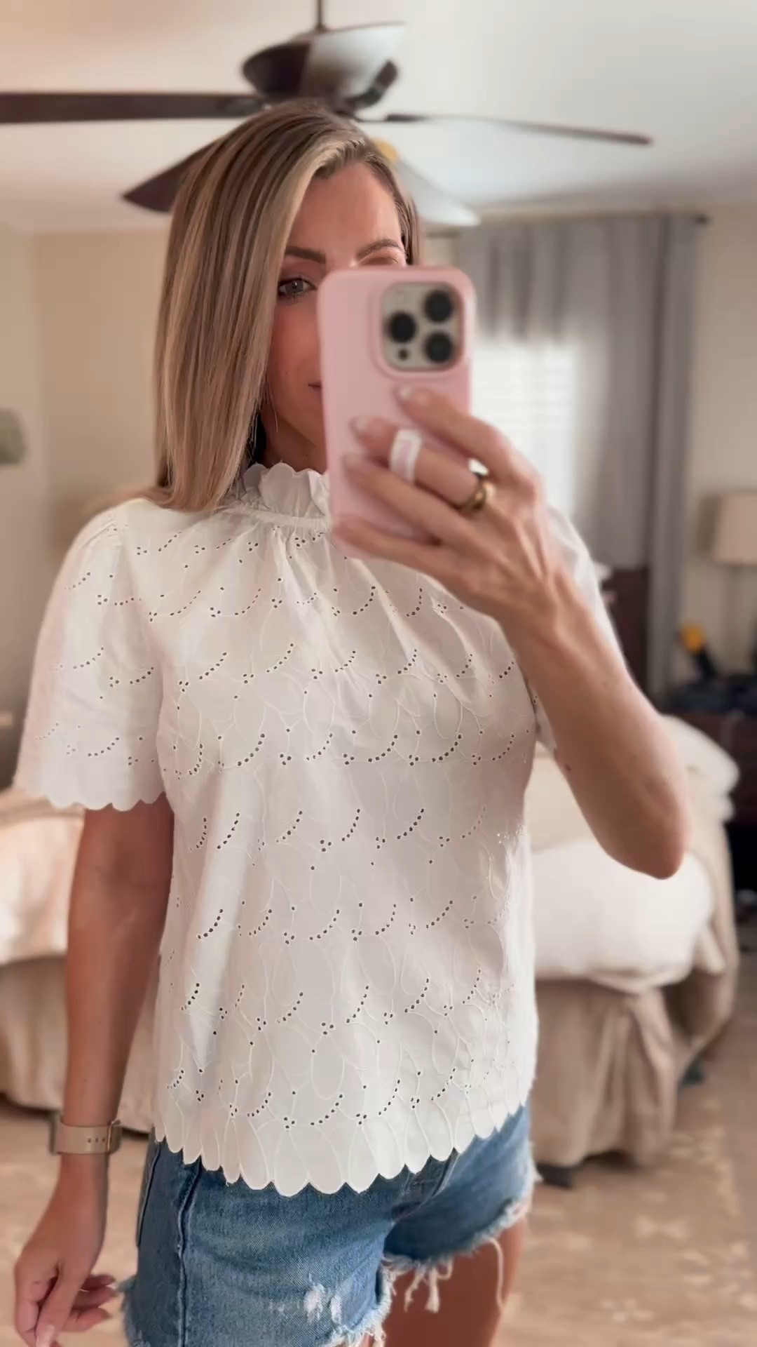 The cutest outfit for summer! I loved the dress version of this, and was so excited to find it in a top! Wearing XS! Looks high end! These 501 Levi cutoff shorts are just what I was looking for! Just the right length and fit so well! Wearing size 26. Walmart top, white top, eyelet top, summer top, spring top, scalloped top, Tuckernuck dupe. Callie Glass 

#LTKFindsUnder100 #LTKFindsUnder50 #LTKSeasonal