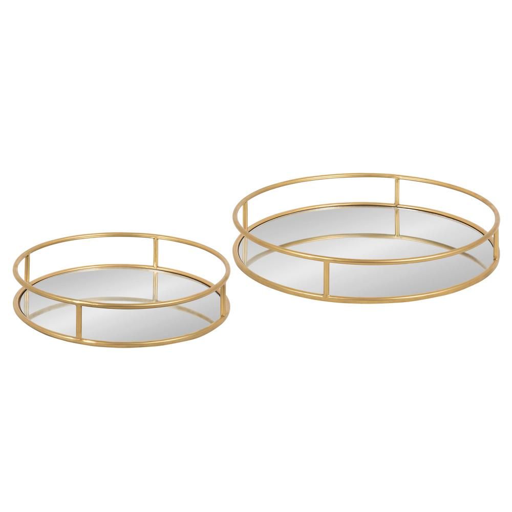 Kate and Laurel Felicia Gold Round Metal Nesting Decorative Tray (Set of 2) | The Home Depot