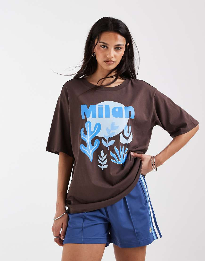 ONLY Milan graphic oversized fit t-shirt in brown | ASOS (Global)