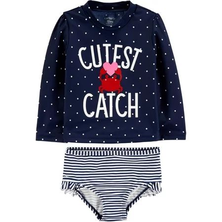 Long Sleeve Rashguard Swimsuit, 2pc Set (Toddler Girls) | Walmart (US)