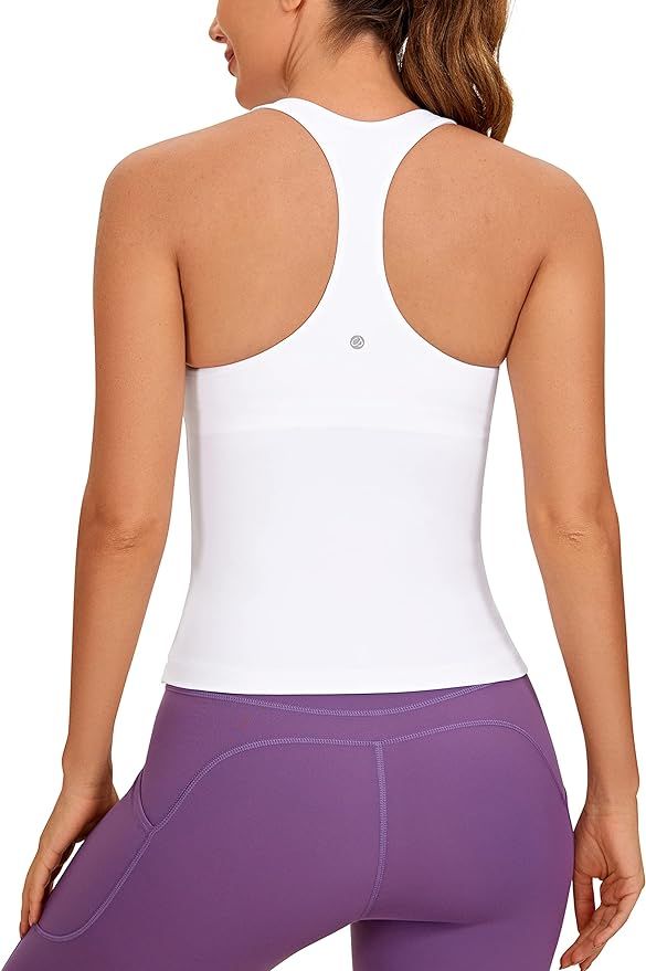 CRZ YOGA Butterluxe Workout Tank Tops for Women Built in Shelf Bras Padded - Racerback Athletic S... | Amazon (US)