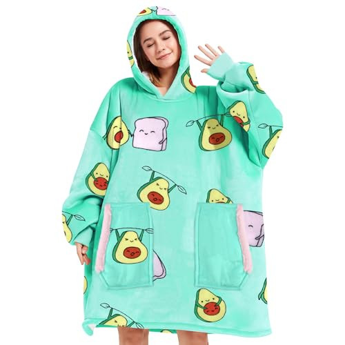 Wearable Blanket Blanket Hoodie Gifts for Adults Mom Women Men Oversized Fluffy Hoodie Cozy Hideout Hoodie Sweatshirt Sweater Blanket with Pocket (Green) | Amazon (US)