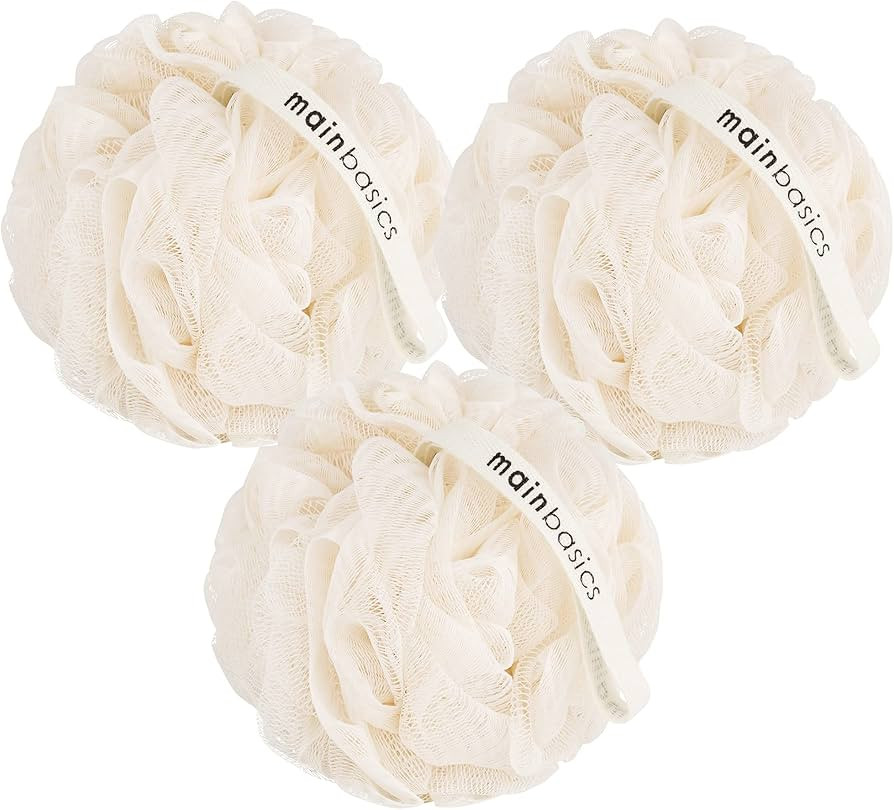 MainBasics Seaweed Infused Bath Shower Loofah Sponge Pouf Body Wash Scrubber (Set of 3) | Amazon (US)