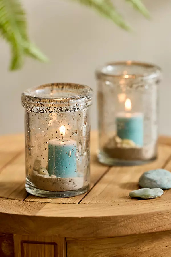 Rustic Recycled Glass Votives, Set of 2 Small | Anthropologie (US)