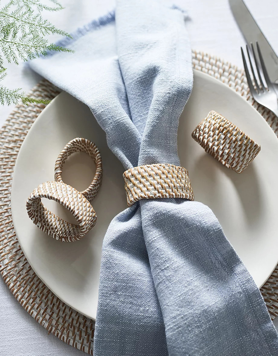 Whitewashed Rattan Napkin Rings – Set of 4 | Table Linen, Placemats... | The White Company UK & ROW