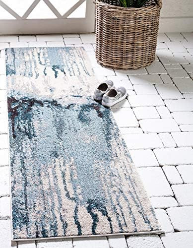 Unique Loom Estrella Collection Modern Abstract Light Blue Runner Rug (2' 7 x 10' 0) | Amazon (US)