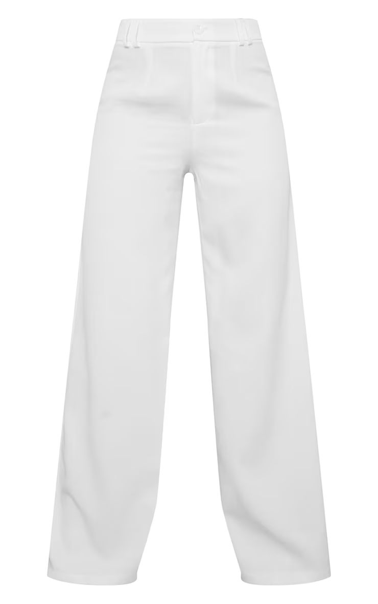 White Woven Double Belt Loop Suit Pants | PrettyLittleThing US