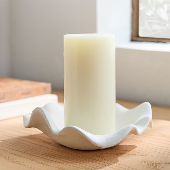 Charlotte Ceramic Pillar Holder, Stone | West Elm (US)