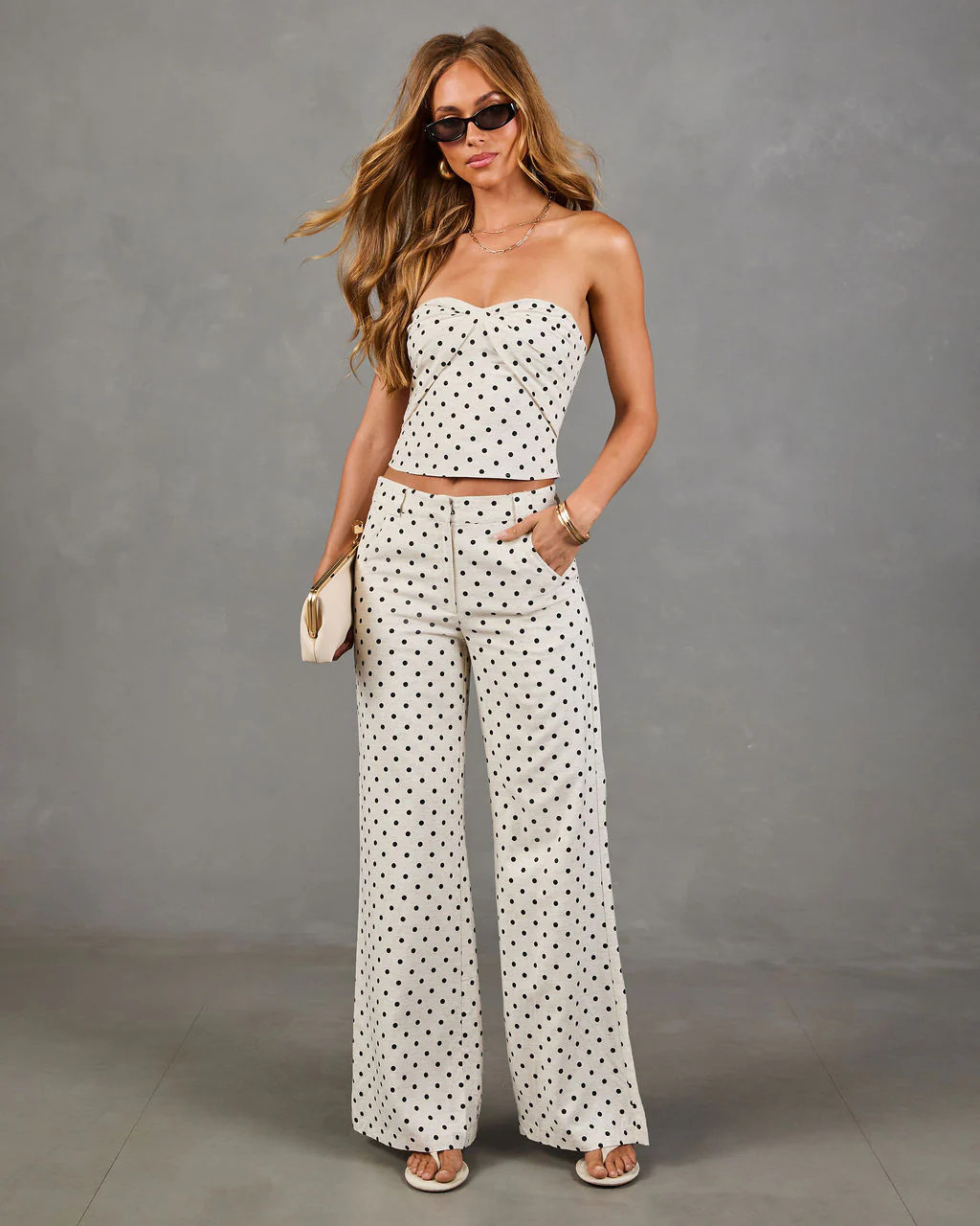 Leyah Linen Blend Polka Dot Top | VICI